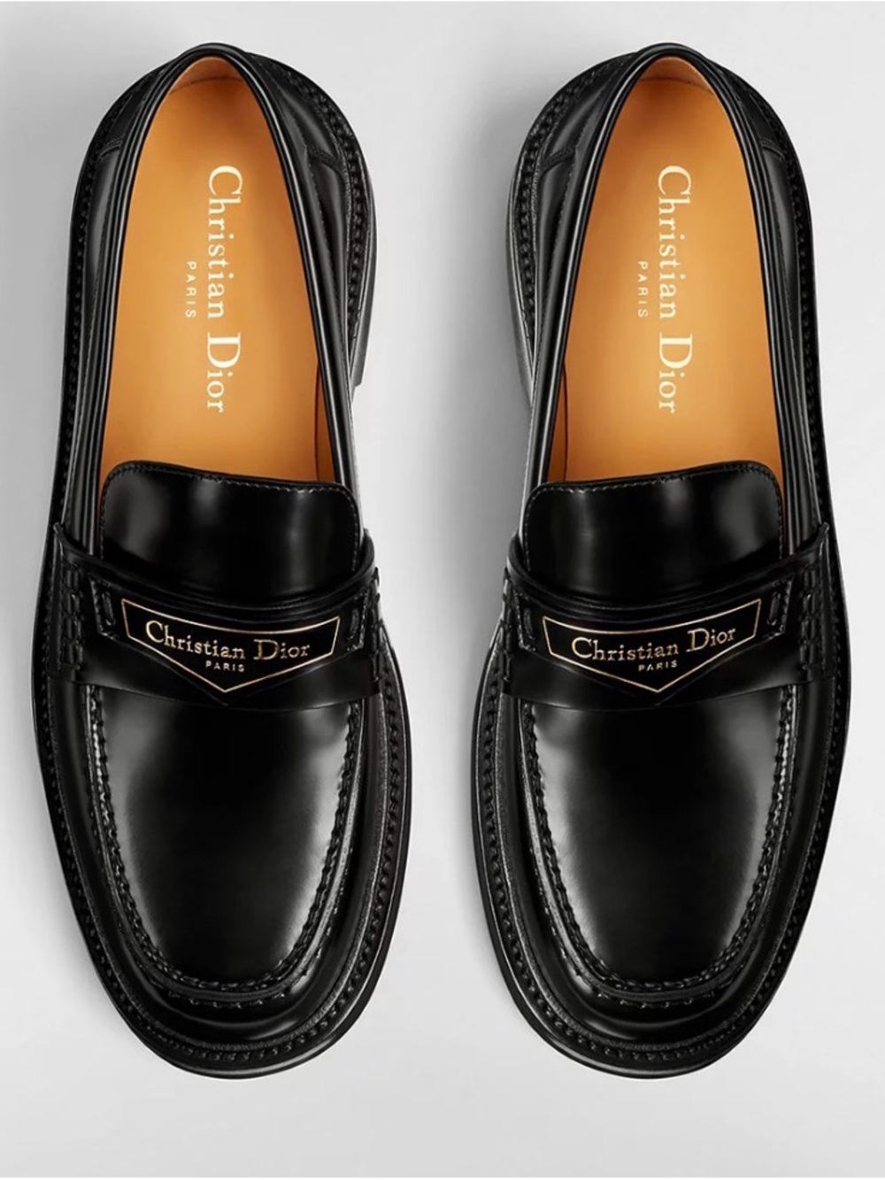 UNISEX  Dior Black Patent Leather Penny Loafers
